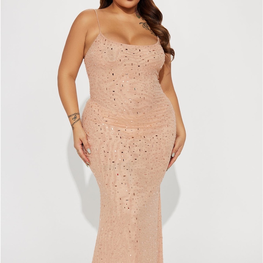 Elegant Nude Sequin Gown